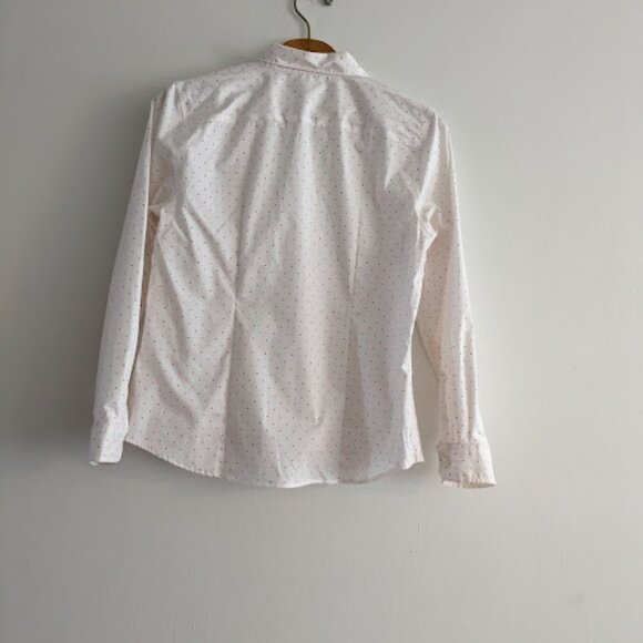 LLBean White and Pink Polka Dot Button Down Size MP - Picture 5 of 10